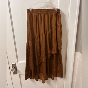 Chic Tiered Maxi Skirt in Rich Brown